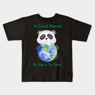 Cute Panda Holding Earth Save the Planet Kids T-Shirt